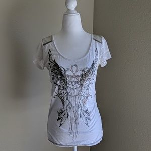 Miss Me size small white beaded tee